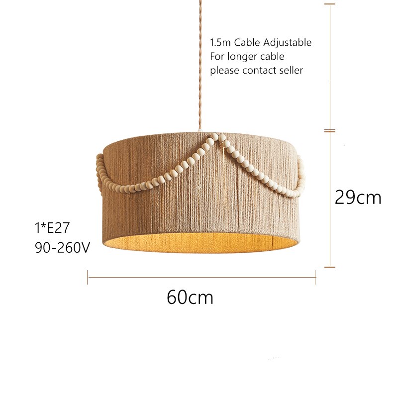 Janika - Bohemian Retro Wood Bead Ceiling Light