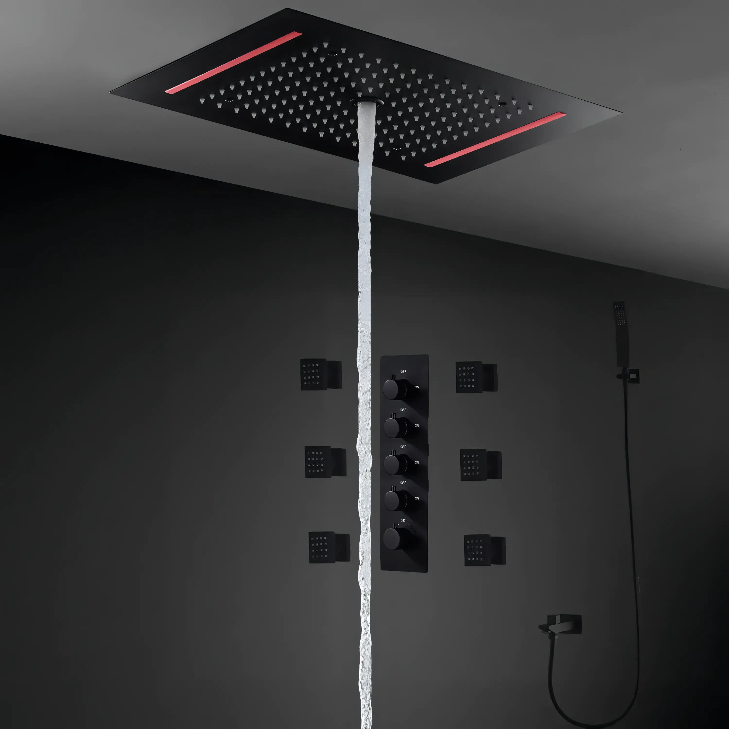 Remy - Rainfall Ceiling Shower Set with Ambient Lighting & Side Jets