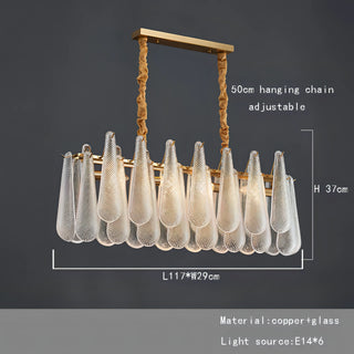 Roselia - Patterned Teardrop Glass Multi-layer Tiered Ceiling Light Chandelier