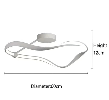 Kirsten - Modern Twisted LED Wave Semi Flush Dimmable Ceiling Light