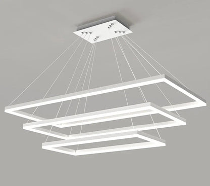 White Hanging Rectangle Modern Chandelier