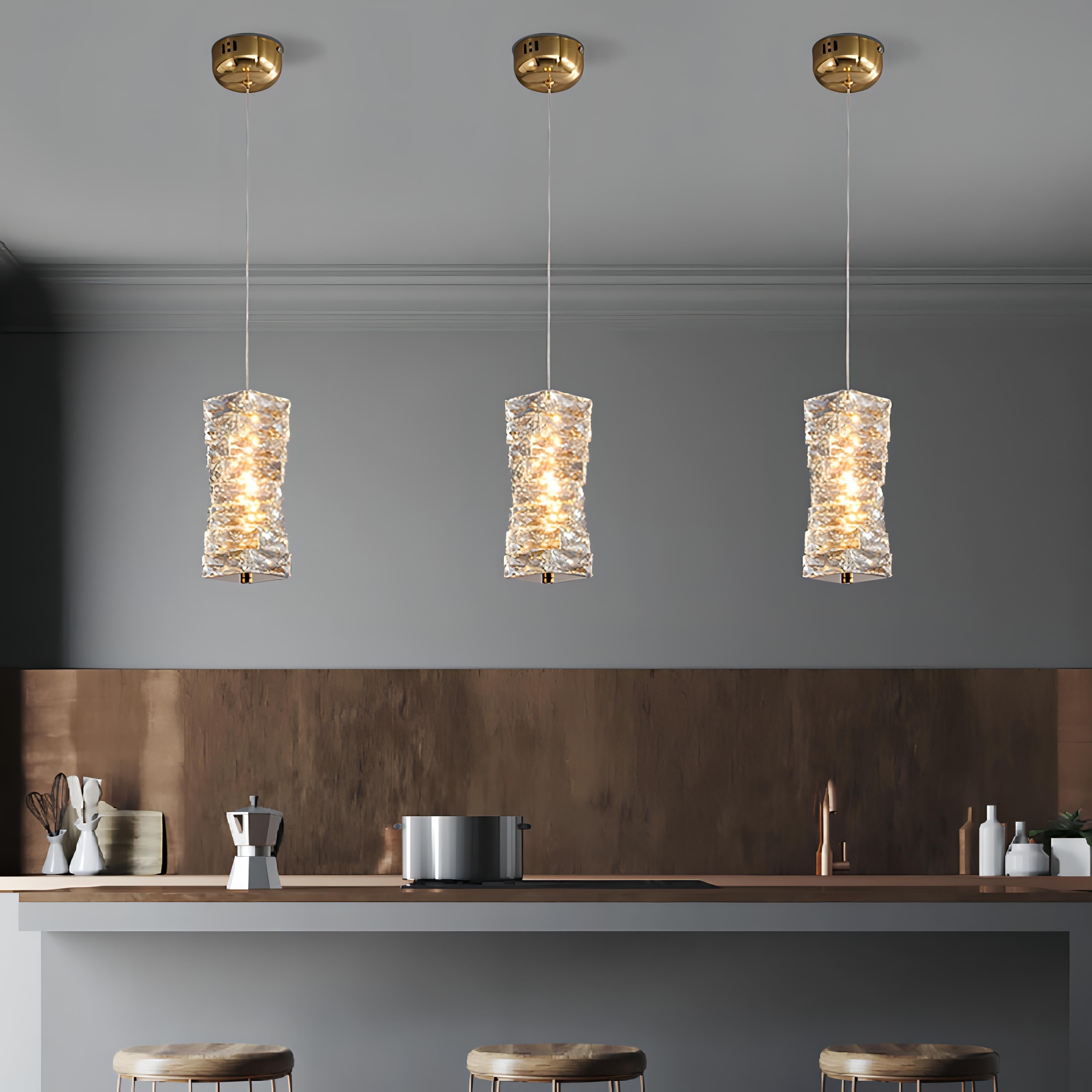 Zayd - Twisted Crystal Glass Hanging Pendant Ceiling Light