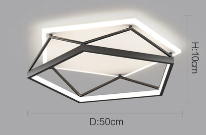 Velia - Modern Industrial Style Black Metal Hexagon LED Ceiling Light