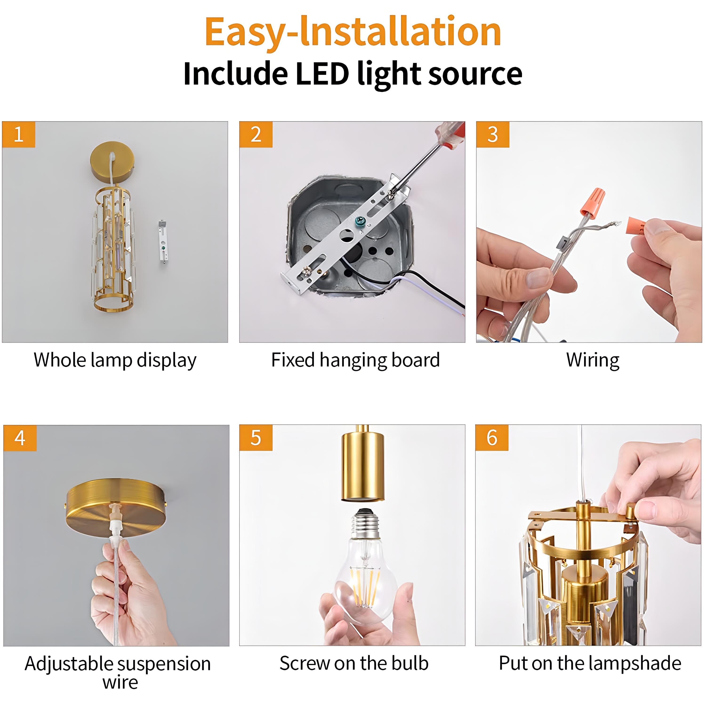 Enoch - Crystal Hanging Long Tube Pendant Ceiling Light