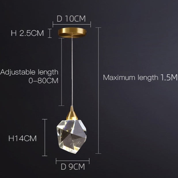 Najwa - Crystal Pendant Glass Shade Hanging Gold Ceiling Light