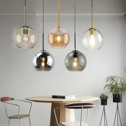 Longan - Modern Industrial Glass Coloured Ball Hanging Pendant Ceiling Light