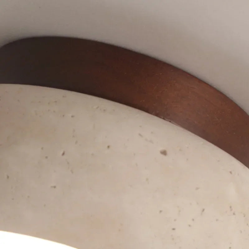 Birch - Round Natural Wood Travertine LED Ceiling Light