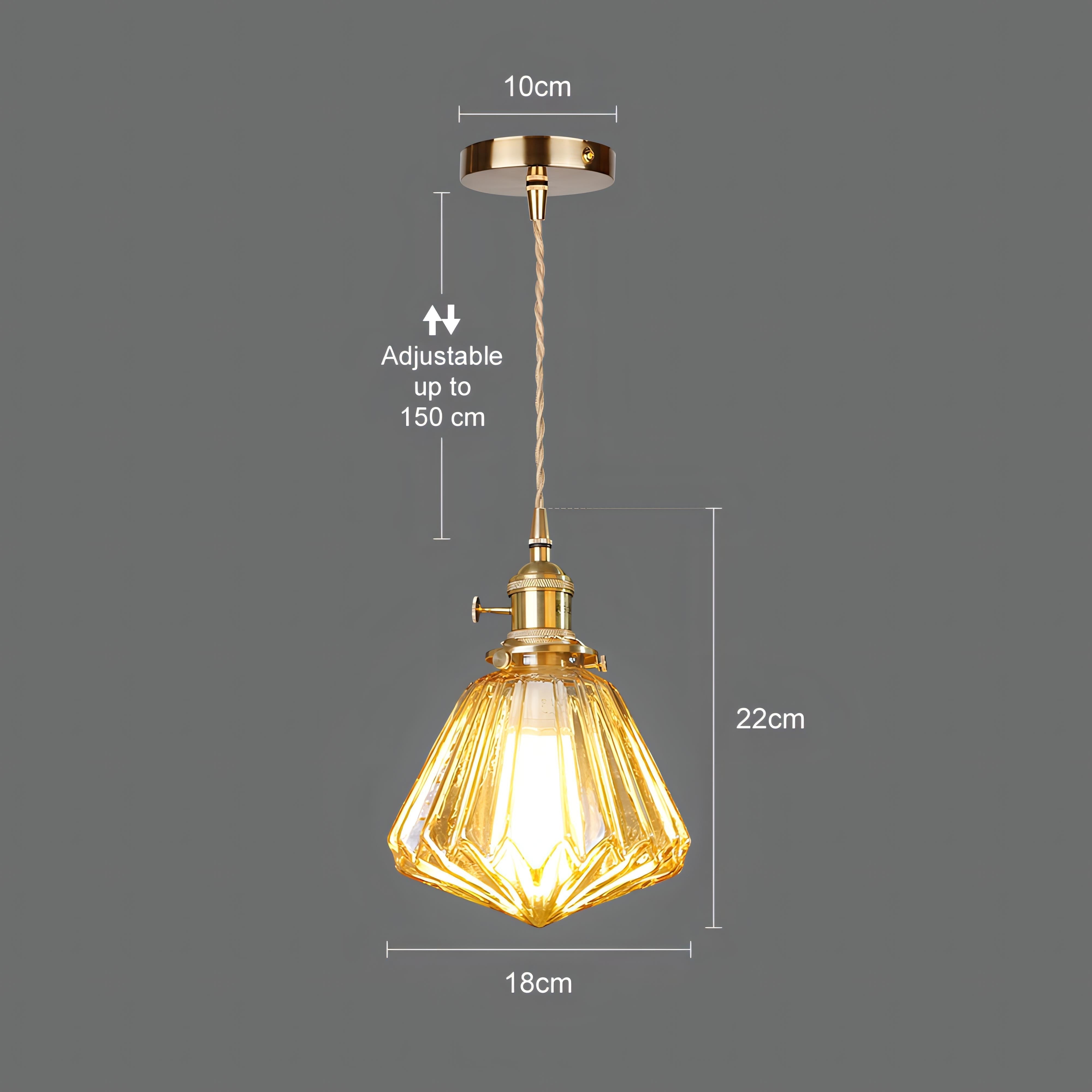 Zechariah - Cone Patterned Glass Pendant Ceiling Light