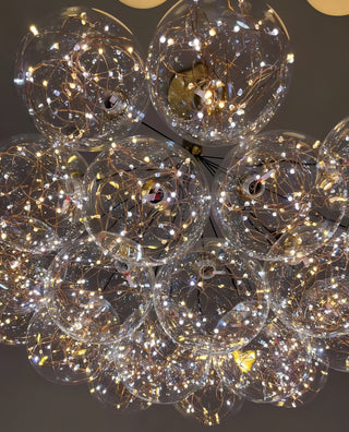 Raylan - Clear Glass Multi Bubble Ball Gold Ceiling Light Chandelier