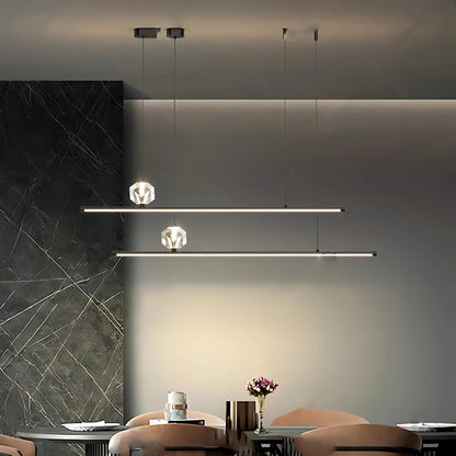 Ivonne - Minimalist Thin Beam Crystal Hanging Pendant Ceiling Light