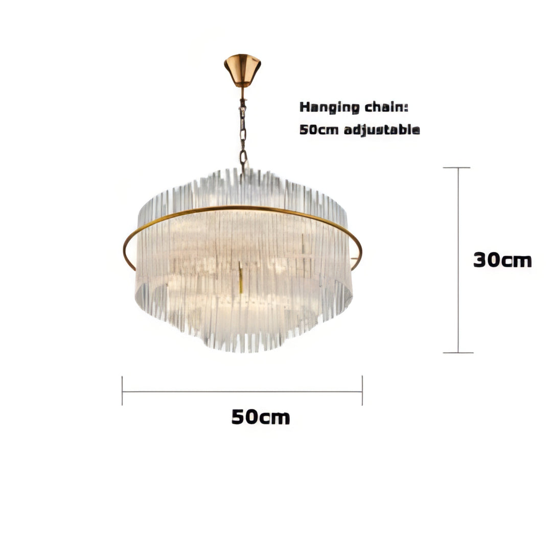 Leonard - Gold Tiered Tube Glass Crystal Round Oval Ceiling Light Chandelier