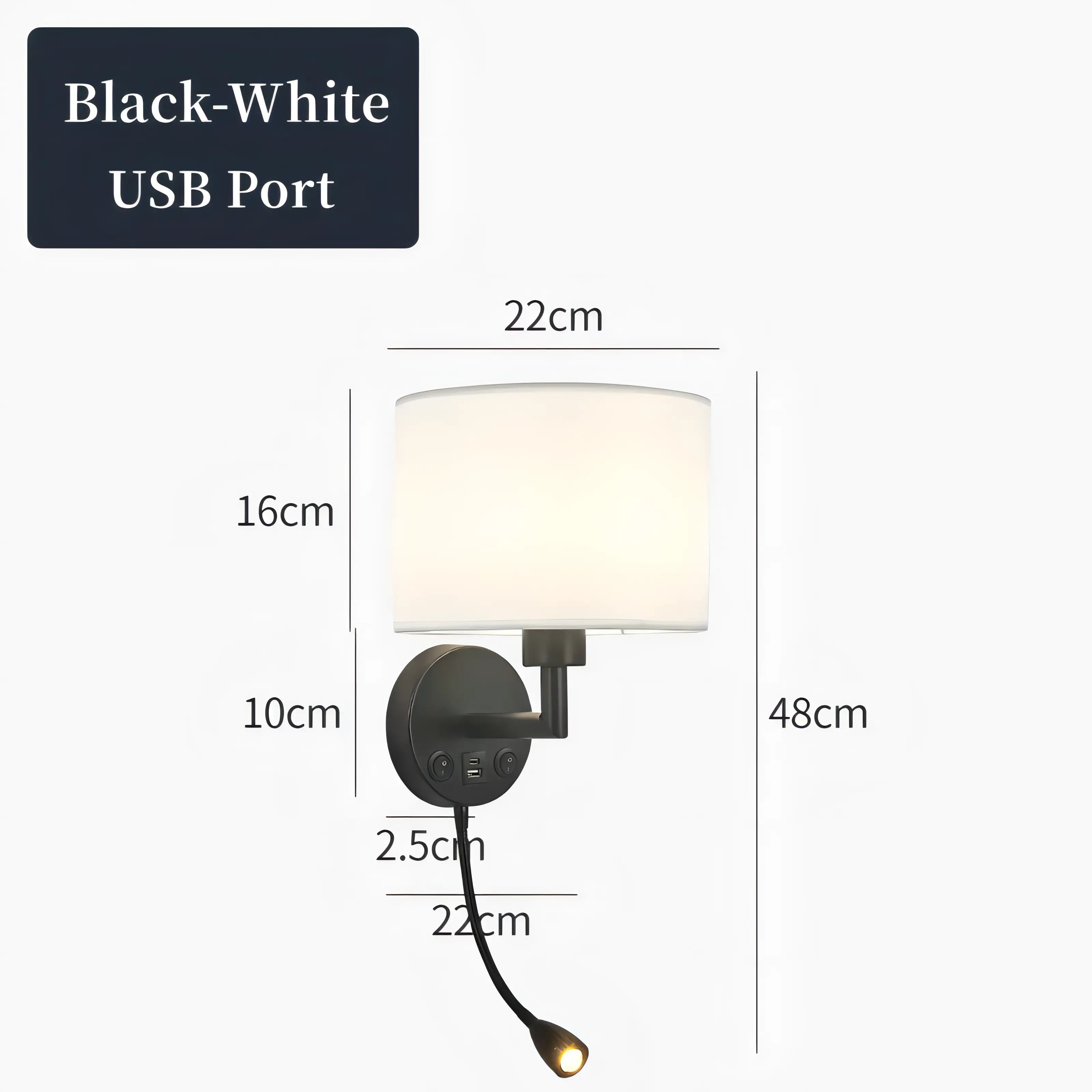 Vallejo - Fabric Shade Rotating Bedside Reading Wall Light