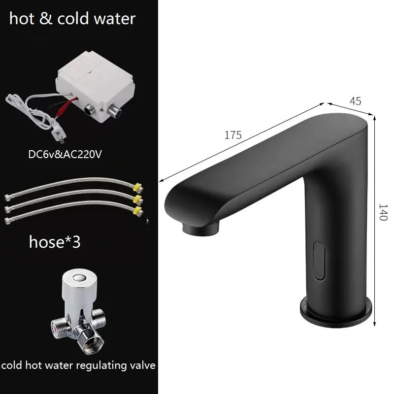 Luz - Modern Angled Spout Matte Black Touch-less Tap
