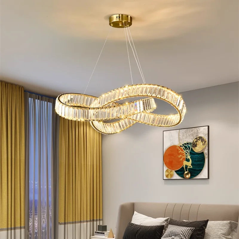 Diana - Modern Round Gold Crystal Hanging Chandelier