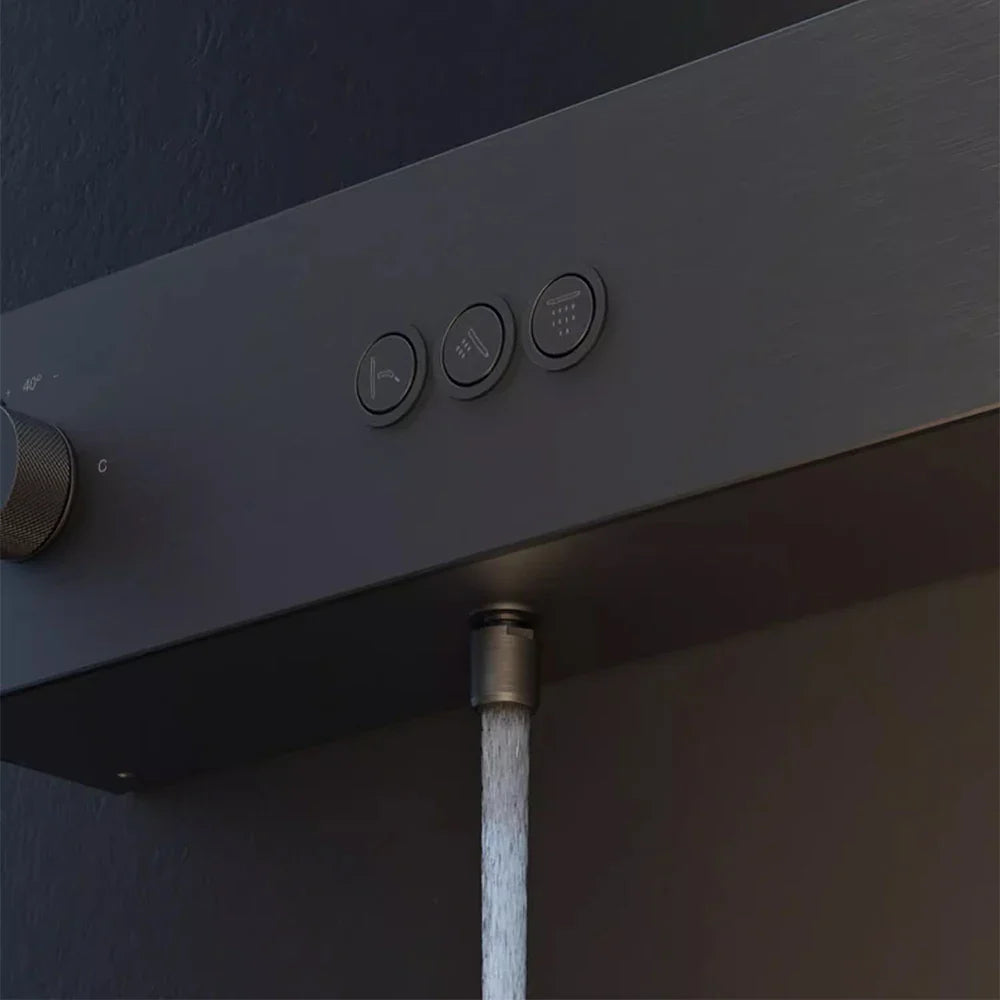 Buckner - Thermostatic Shower System with Storage and Towel Rack