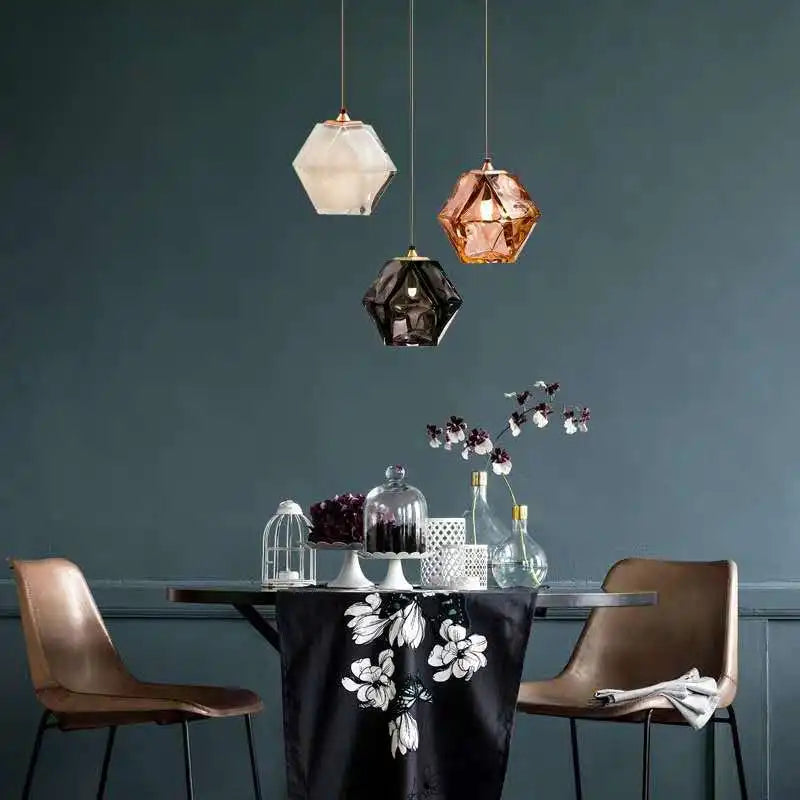 Ava - Coloured Shaped Glass Hanging Pendant Ceiling Light