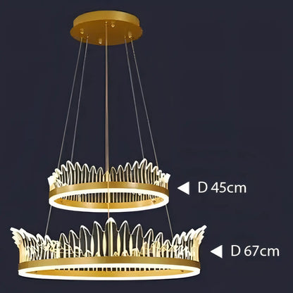 Rory - Hanging Curved Transparent Leaf Gold Ceiling Chandelier