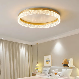 Ayesha - Modern Round Flush Mount Crystal Glass Dimmable Ceiling Light