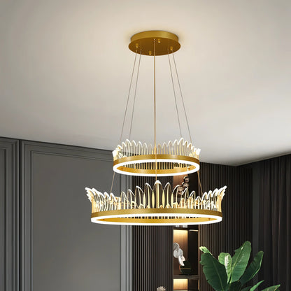 Rory - Hanging Curved Transparent Leaf Gold Ceiling Chandelier