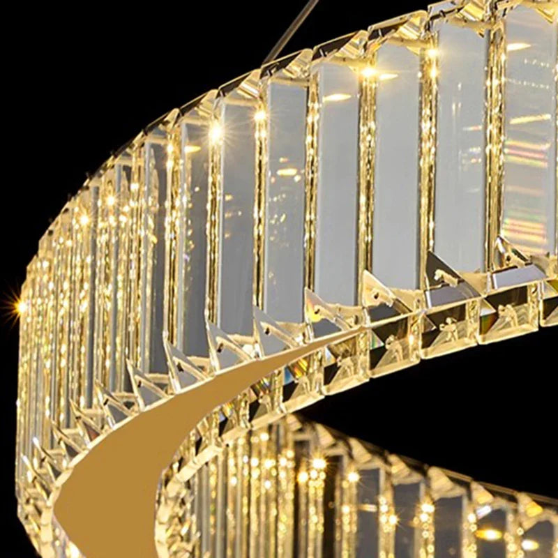 Esther - Crystal Round Gold Hanging Chandelier