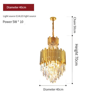 Duke - Gold Multi Tier Round Crystal Glass Hanging Ceiling Light Chandelier