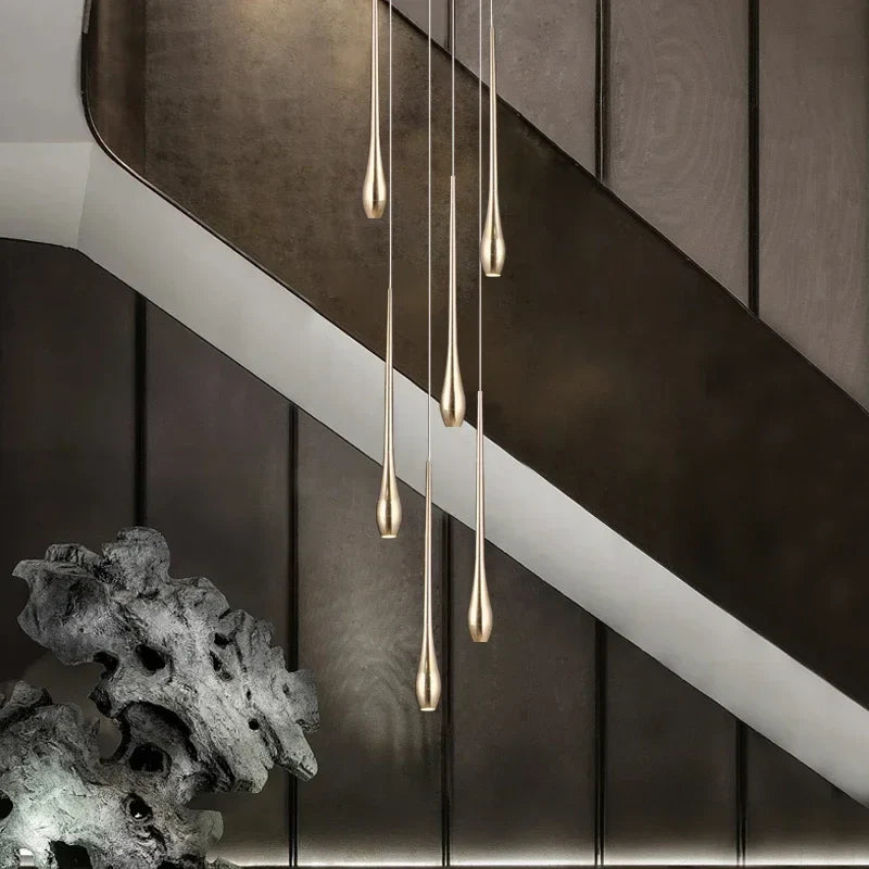 Stefano - Modern Teardrop Gold Ceiling Chandelier