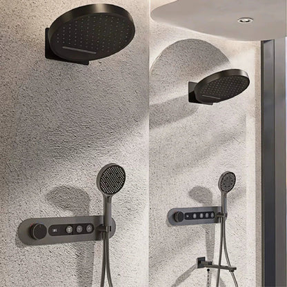 Cordell - Brass Round Waterfall Shower System with Digital Display