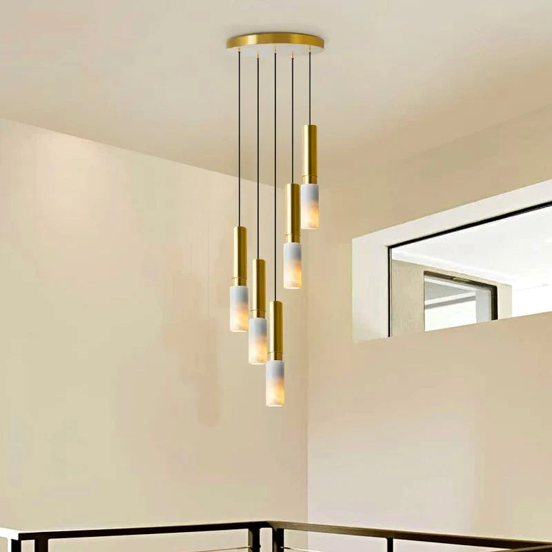Lena - Modern Round White & Gold Ceiling Chandelier