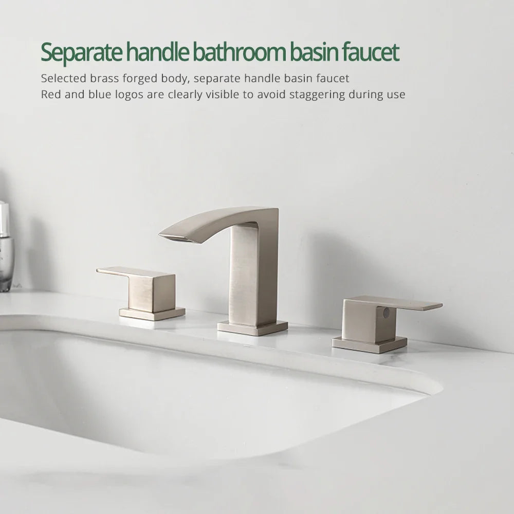 Valadez - Modern Dual Handle Brass Waterfall Basin Mixer Tap