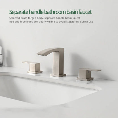 Valadez - Modern Dual Handle Brass Waterfall Basin Mixer Tap