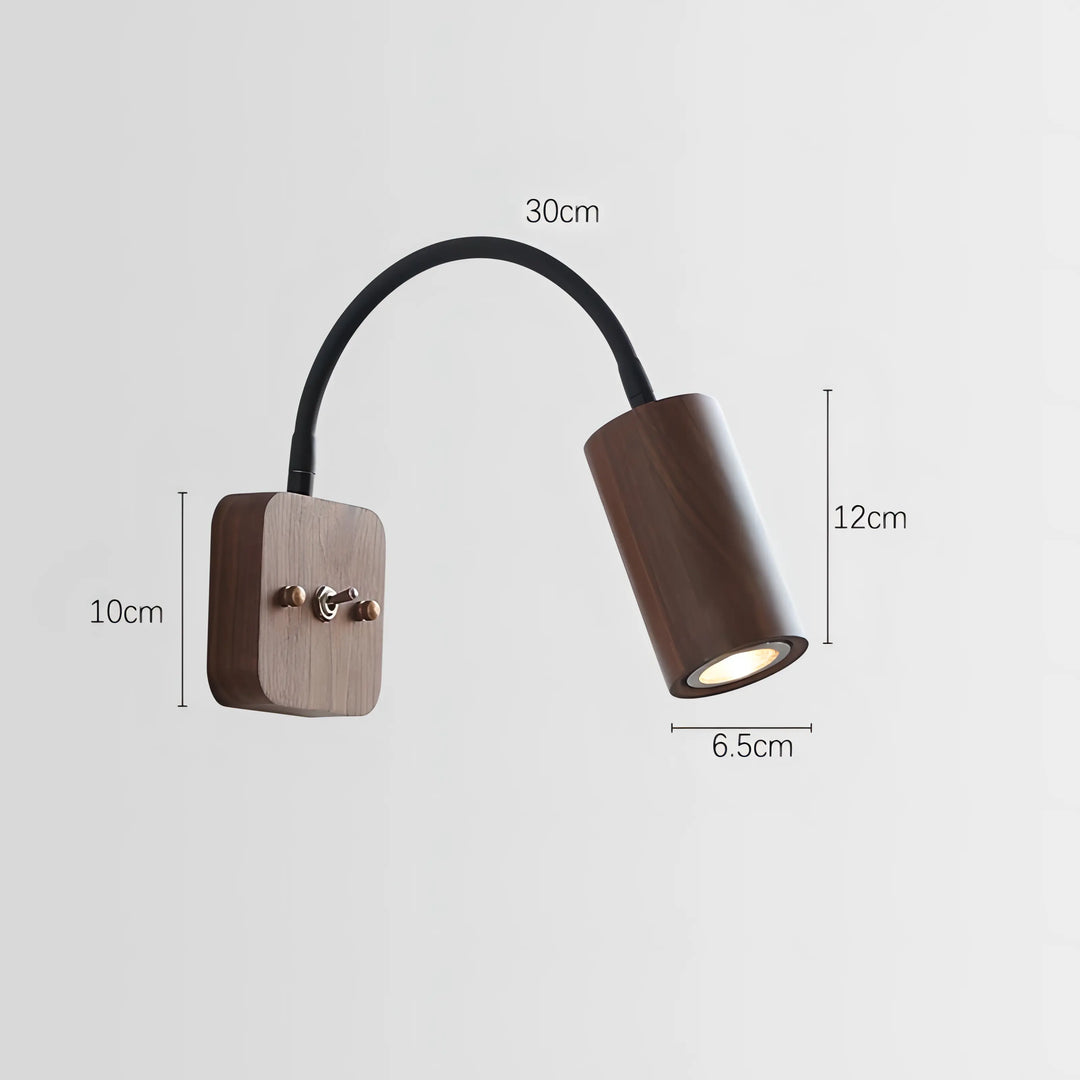 Berrios - Rotating Walnut Wood Adjustable Reading Wall Light