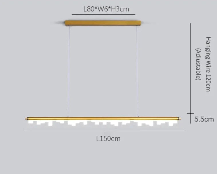Dronika - Long Bar LED Modern Ceiling Chandelier Light Properties