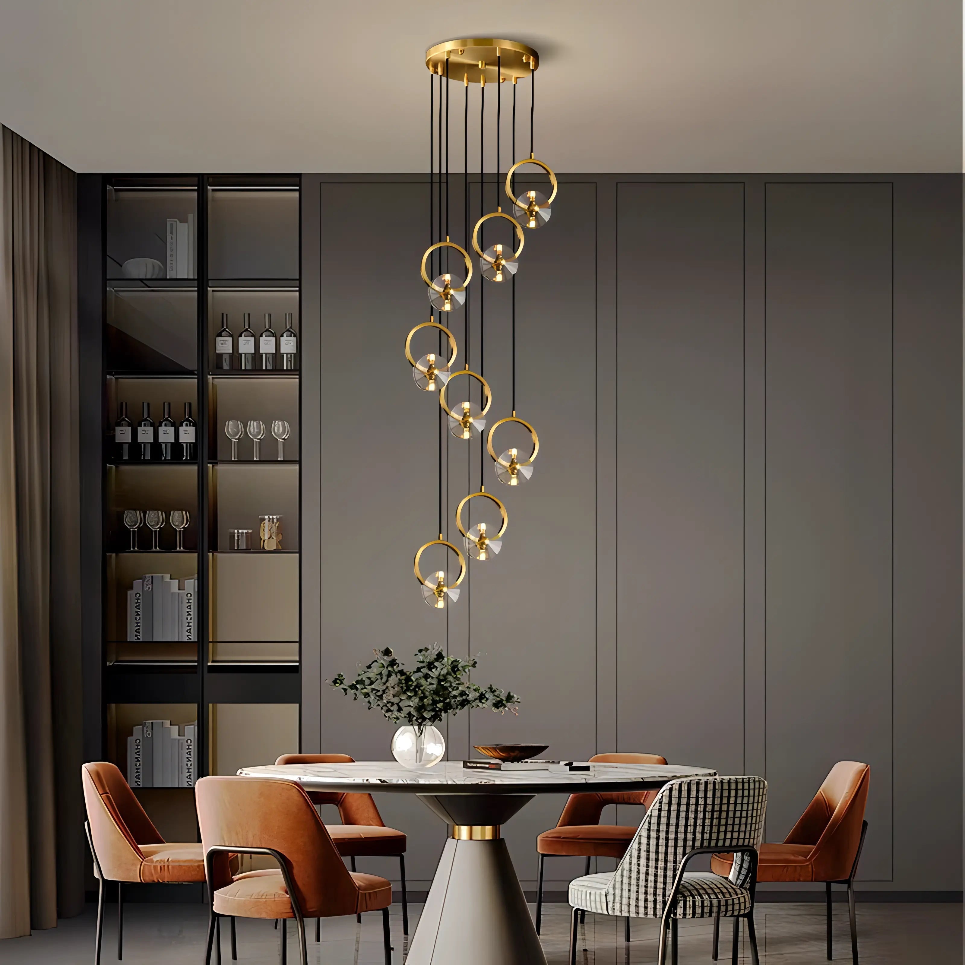 Afrodita - Modern Hanging Round Ring Cluster Ceiling Chandelier
