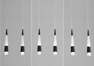 Riza - Modern Hanging Cone Glass Striped Pedant Ceiling Light