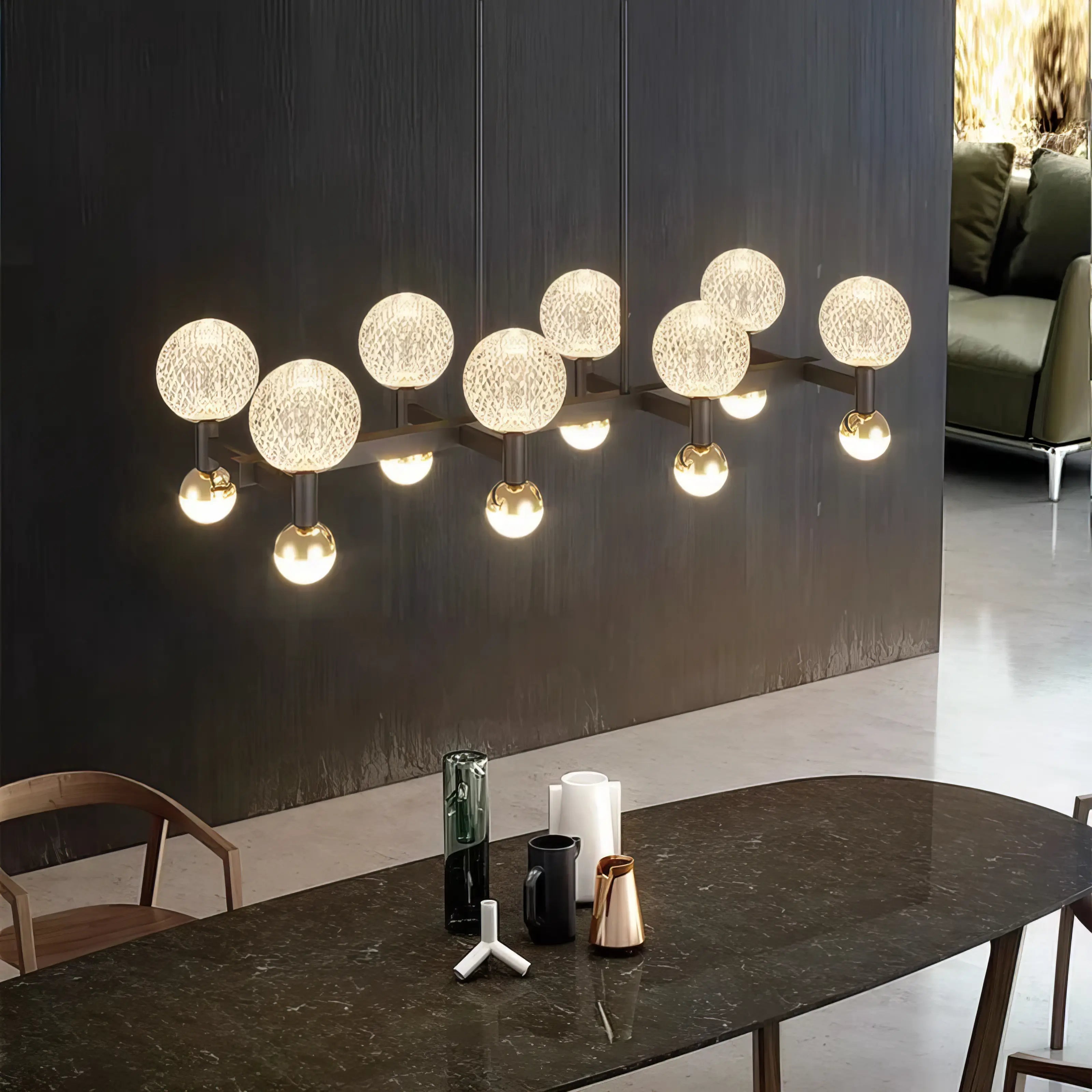 Uma - Modern Glass Ball Multi Head Ceiling Chandelier