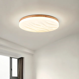 Benito - Modern Thin White Milk Shade Wooden And Acrylic Ceiling Light