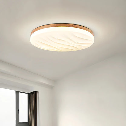 Benito - Modern Thin White Milk Shade Wooden And Acrylic Ceiling Light