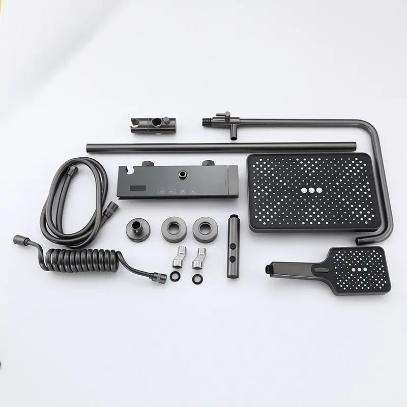 Desantis - Modern LED Rainfall Shower System with Temperature Display and Four Functions