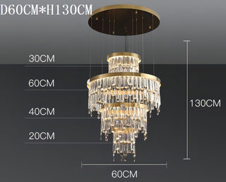 Asa - Gold Round Patterned Tiered Glass Ceiling Light Chandelier