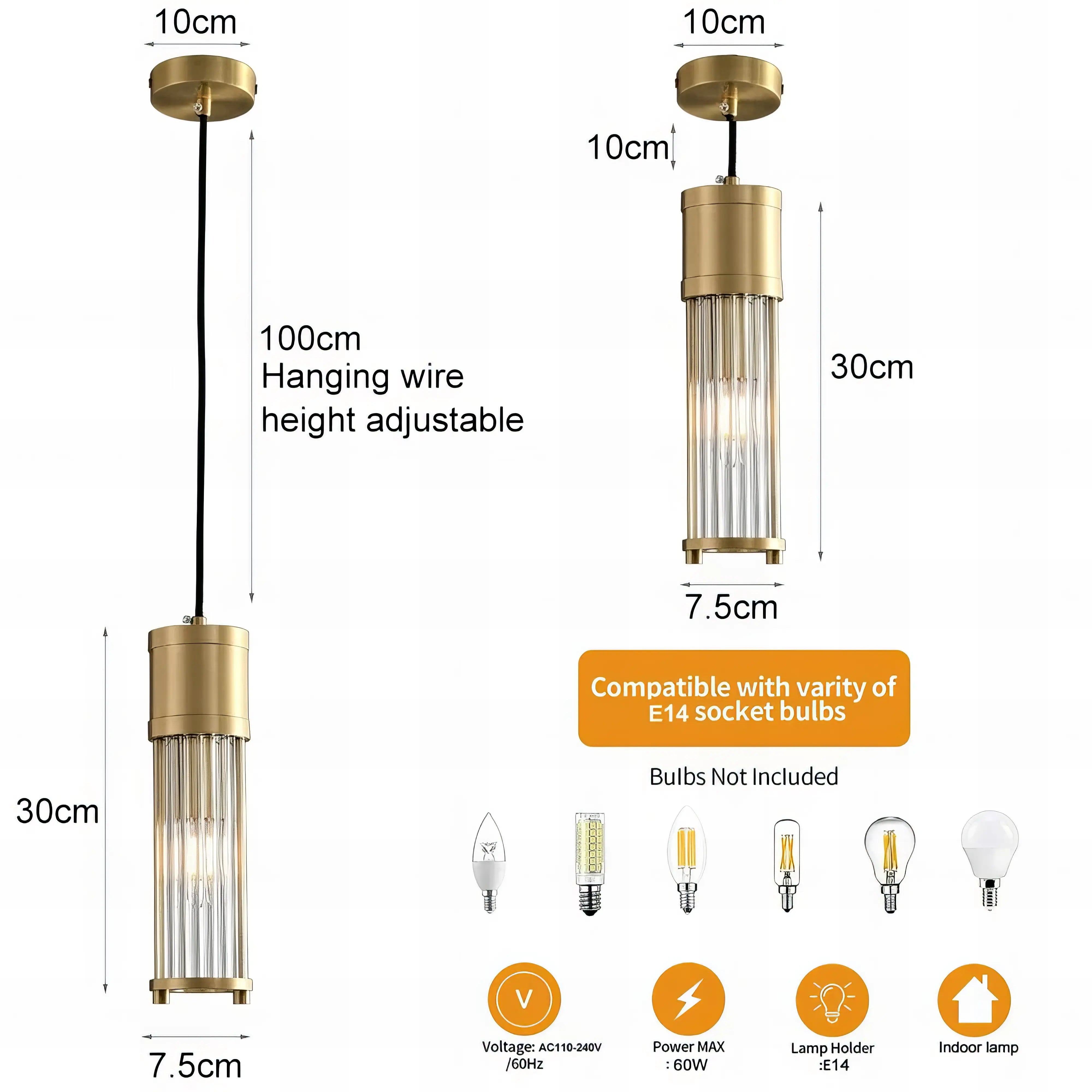 Louise - Modern Caged Glass Pendant Hanging Ceiling Light