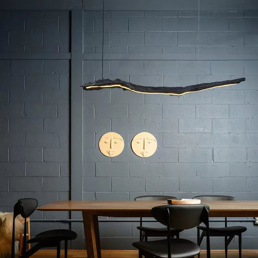 Peck - Drift Wood Style LED Strip Hanging Modern Ceiling Light