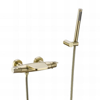 Estrella - Modern Brushed Gold Wall Mounted Bathtub Tap Set with Handheld Shower