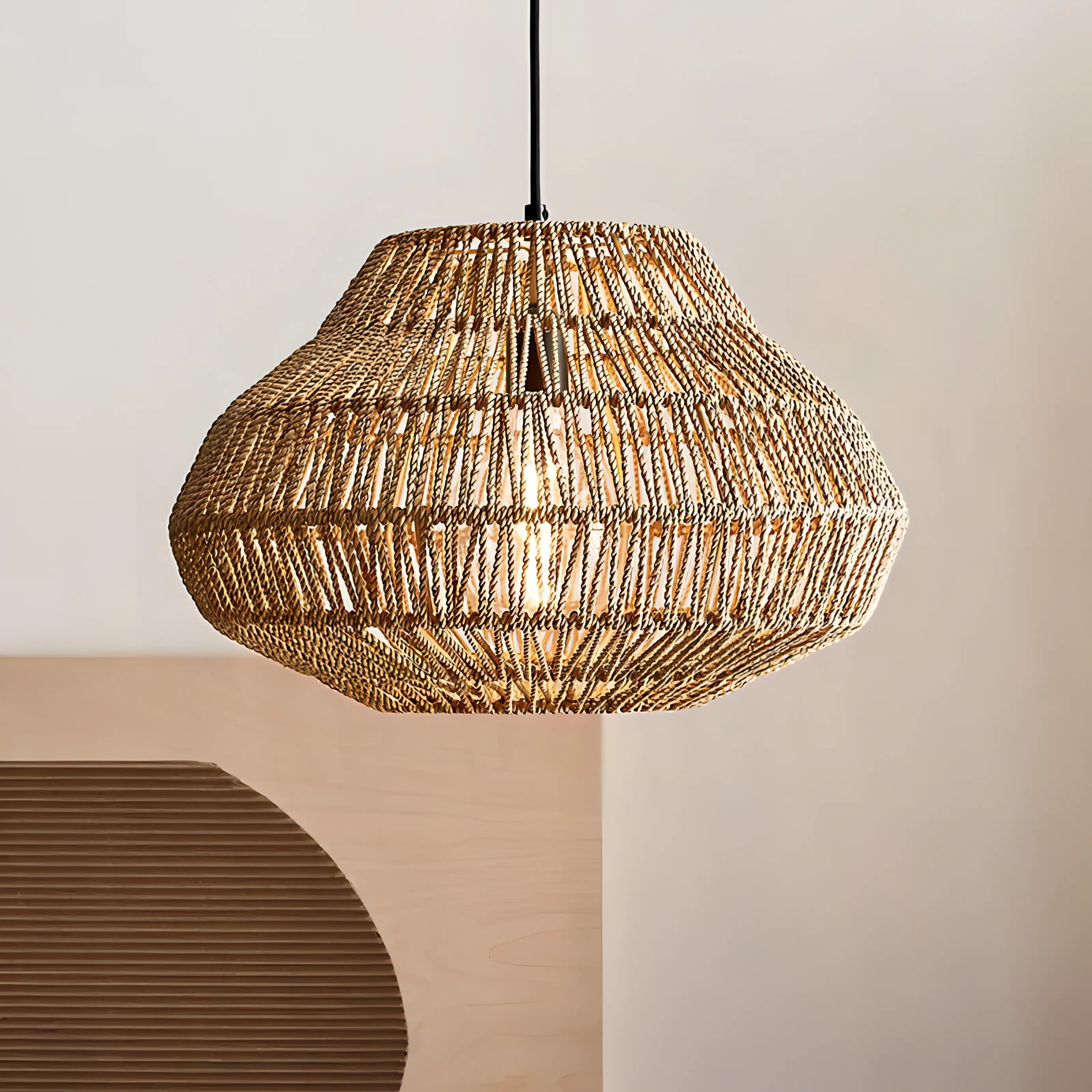 Kenan - Handmade Woven Rattan Round Ceiling Pendant Light