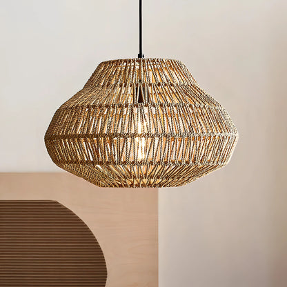 Kenan - Handmade Woven Rattan Round Ceiling Pendant Light