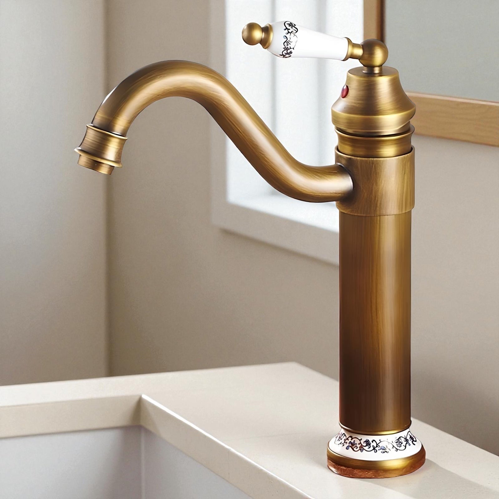 Dennison - Vintage Porcelain Brass Single Lever Basin Mixer Tap