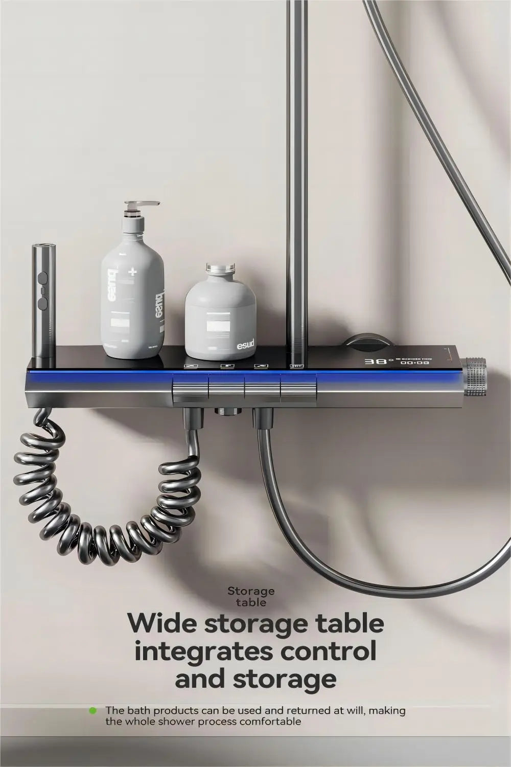 Atkins - Digital Display Thermostatic Shower Set With Ambient Light