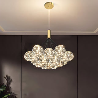 Raylan - Clear Glass Multi Bubble Ball Gold Ceiling Light Chandelier