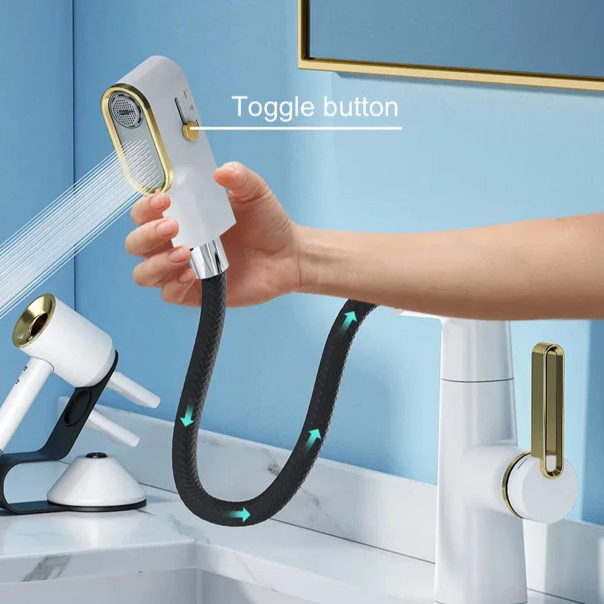 Reese - Pull Out Basin Mixer LED Temperature Tap 360° Rotatable