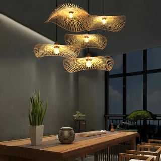 Gamaliel - Natural Abstract Handwoven Bamboo Hanging Pendant Ceiling Light