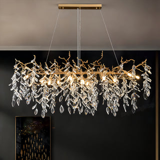 Azariah - Gold Tree Hanging Crystal Petal Ceiling Light Chandelier